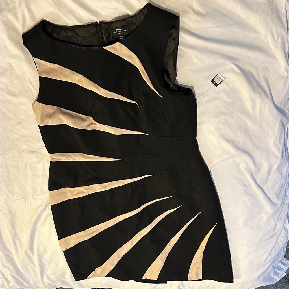 Chic Black and Cream Midi Dress